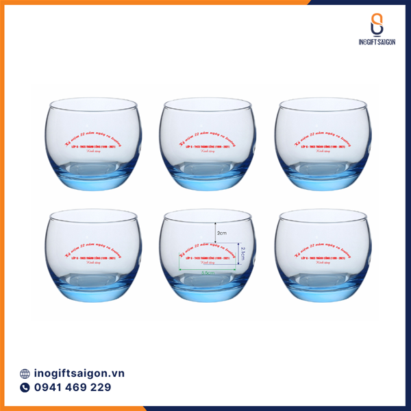 Bộ 6 cốc thủy tinh Luminarc in logo theo yêu cầu