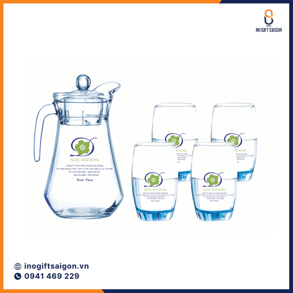 Bộ bình 4 ly thủy tinh Luminarc: Quà tặng doanh nghiệp in logo