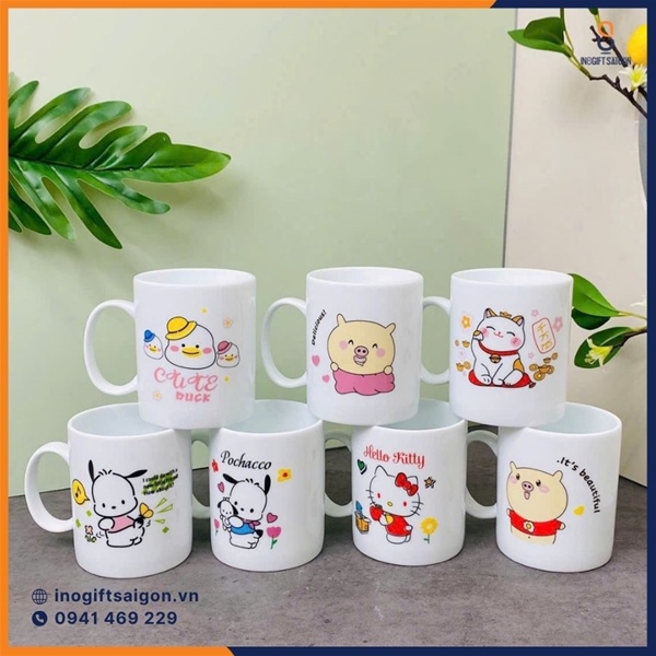 Ly cốc sứ in hình: Quà tặng trường mầm non, giá xưởng